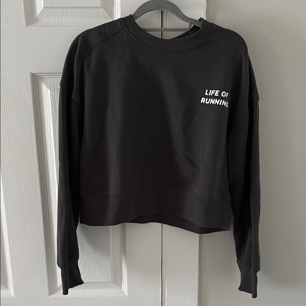 Dark Grey Cropped Crew Neck Sweatshirt